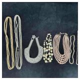 Faux Pearl Costume Jewelry Necklace Set of Seven 7
