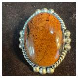 Natural Stone Jasper Sterling Silver Pin Brooch Pe