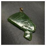 14k Gold Jade Nefertiti Pendant