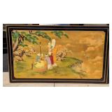 Asian Lacquer And Gold Leaf Painting On Wood