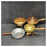 Vintage Brass Copper and Aluminum Chafing Dishes w