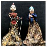 2 Vintage Handcrafted Indonesian Wooden Puppets on