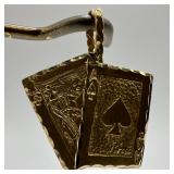 14K Yellow Gold Blackjack Playing Cards Ace Spades