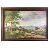Framed Original Oil On Canvas Landscape Path By Ca
