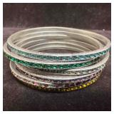 Multi Colored Glass Crystal Beaded Sterling Silver