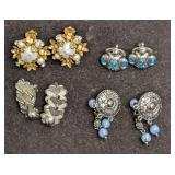 Vintage Unsigned Silver Gold Tone Faux Pearl Rhine