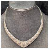 Vintage Curved V Sterling Silver Necklace