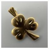 14K Gold Three Leaf Clover Shamrock Pendant W69