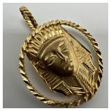 14K MA Gold King Tutankhamun Pharaoh Style Pendant