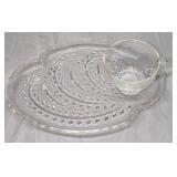 5 Federal Glass Snack Set Cup & Plates A