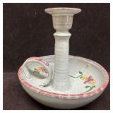 Owens Pottery Floral Candleholder Wax Catching Bas