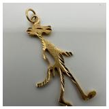 14K Gold Pink Panther Charm Pendant Textured