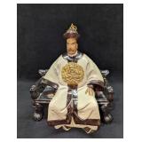 Shiwan Statue Of Emperor Seated On Throne H25