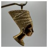 14K Gold Nefertiti Queen Egyptian Revival Style Pe