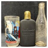Collectible Glass and Decanter Flask Lot Jack Dani