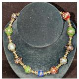 Vintage Italian Murano Art Glass Bead Necklace RTC