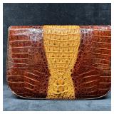 Vintage Crocodile Leather Clutch Shoulder Bag with
