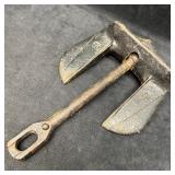 Vintage Cast Iron Double Fluke Anchor Ringed Shank