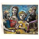 Large Oil Pastel On Canvas 'Late Night Lucid Spear