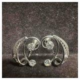 CZ Cubic Zirconia Sterling Silver Curve Lace Scrol