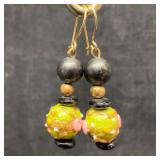 Murano Venetian Lamp Work Art Glass Green Round Be