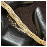 Tri-Color Sterling Silver Woven Chain Bracelet Ita