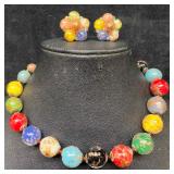 Murano Venetian Lamp Work Glass Multi Colored Roun