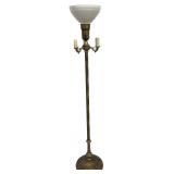 Vintage Brass Mogul 4 Light Floor Lamp With Milk G