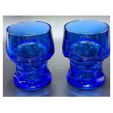 2 Vintage Georgian Blue Whiskey Glasses A