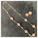 Murano Venetian Lamp Work Glass White Copper Round