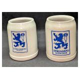 2 Vintage Stoneware Lowenbrau German Steins