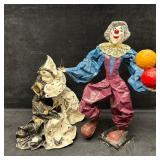 Pair of Papier Mache Clown Figures Mexico