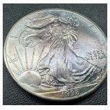Toned .999 Silver American Silver Eagle Coin 1998