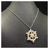 Sterling Silver Pearl Snowflake Pendant
