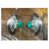 Rose Gold/Silver Tone Malachite Earrings