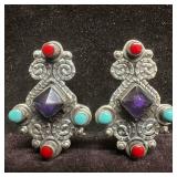 Esperanza Amethyst Red Coral Turquoise Sterling Si