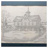 Myrna Hileman Pencil Sketch Old Star Barn Gothic D