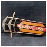 Happi Time Snow Sled 8322 Wood Steel Metal Runner