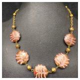 Murano Venetian Lamp Work Art Glass Pink Copper Re