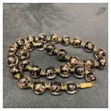 Murano Venetian Lamp Work Glass Copper Black Round