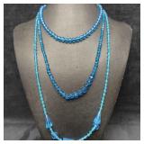 Clear Light Blue Glass Crystal Beaded Necklace Cos