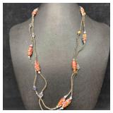 Venetian Murano Lamp Work Glass Art Red Beaded Lon