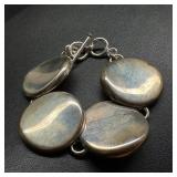 Sterling Large Flat Circle Link Bracelet