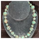 Vintage Italian Murano Art Aqua And Gold Glass Bea