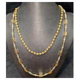 2 Vintage Gold Tone Beaded Unmarked Necklaces