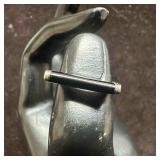 Thin Flat Modernist Black Onyx Stackable Sterling