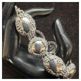 925 SU Sterling Silver Floral Engraved Bracelet F3