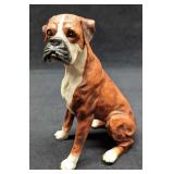Hand Painted Resin Boxer Ears Down Figurine