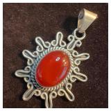 CII Mexico 925 Carnelian Cabochon Gemstone Sterlin