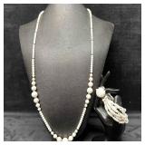 Vintage White Milk Glass Style Beaded Necklace and